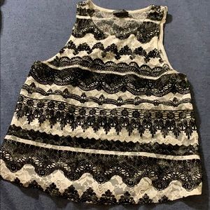 White lace and black velvet top